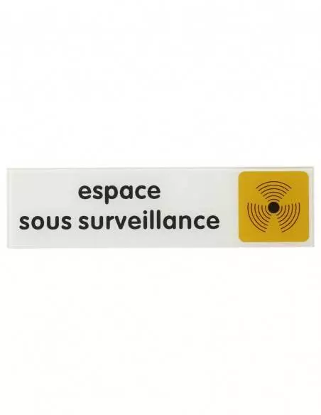 Plaque signalétique 170x45mm espace sous surveillance" avec adhésif"