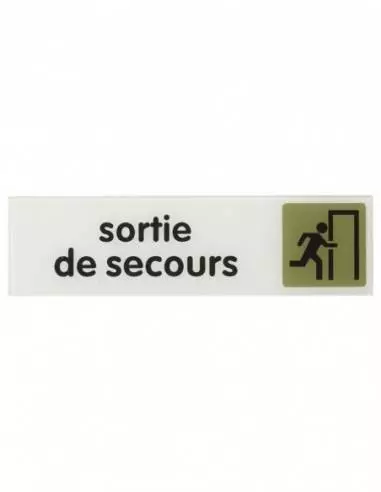 Plaque signalétique 170x45mm sortie de secours" avec adhésif"