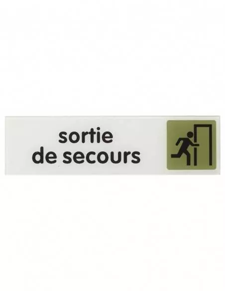 Plaque signalétique 170x45mm sortie de secours" avec adhésif"