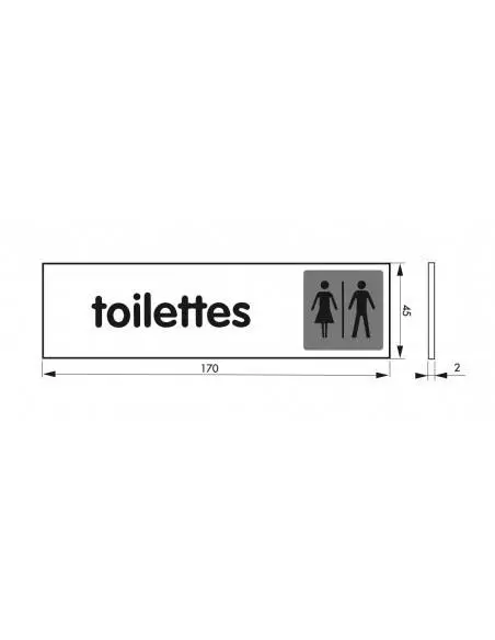 Plaque signalétique 170x45mm toilettes" avec adhésif"