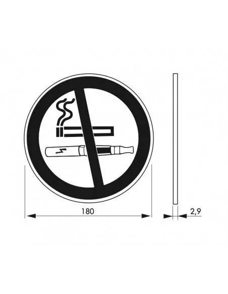 Plaque signalétique Ø 180mm interdiction de fumer" avec adhésif"