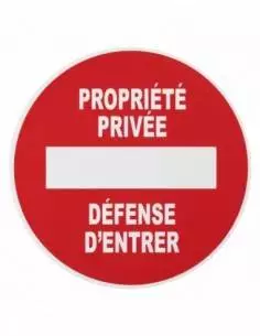 Plaque signalétique Ø 180mm propriété privée" avec adhésif"