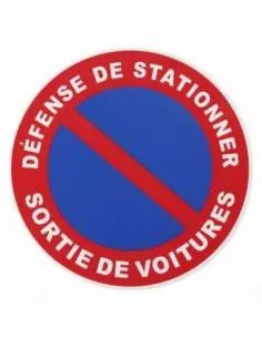 Plaque signalétique Ø 180mm sortie de voiture" avec adhésif"