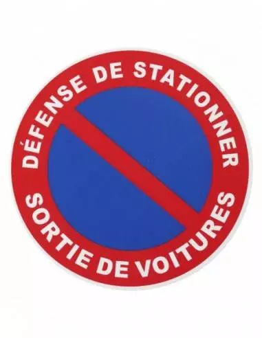 Plaque signalétique Ø 180mm sortie de voiture" avec adhésif"