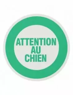 Plaque signalétique Ø 80mm attention au chien" avec adhésif"