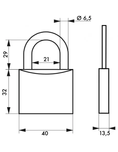 Cadenas à clé TYPE 1 aluminium 40 mm