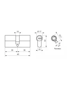 Cylindre 30 x 30 mm nickelé 2