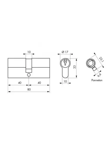 Cylindre 40 x 40 mm 3 clés avec vis de 45 mm laitonné Cylindre 40 x 40 mm 3 clés avec vis de 45 mm laitonné