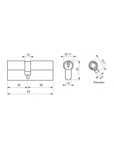 Cylindre 45 x 50 mm 3 clés laiton 2