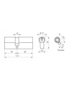 Cylindre 50 x 60 mm 3 clés laiton 2