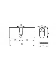 Cylindre ovale 28x35mm 3 clés 2