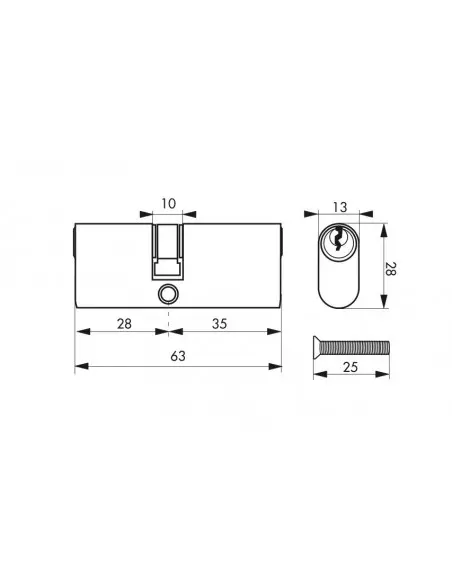 Cylindre ovale 28x35mm 3 clés
