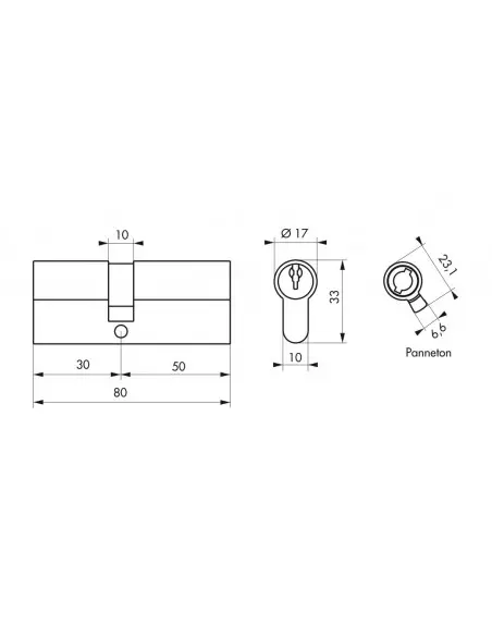 Cylindre profile eco 30 x 50 mm laiton