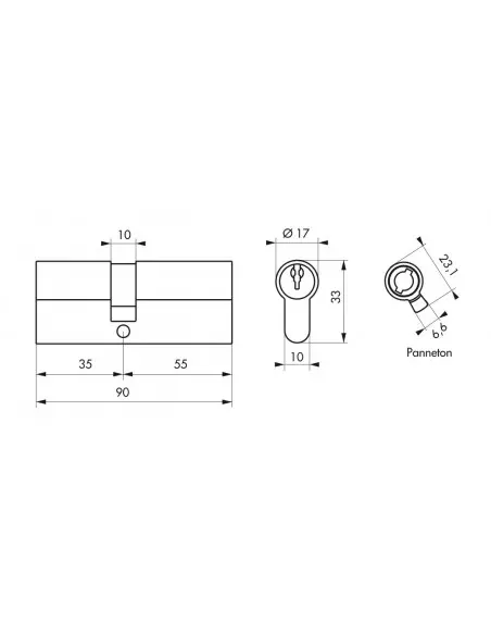 Cylindre profile eco 35 x 55 mm laiton