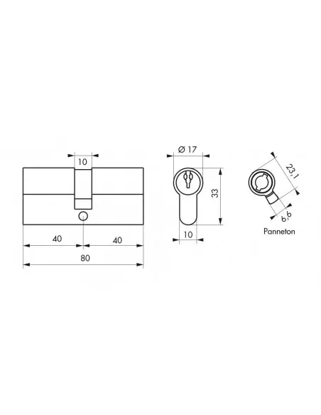 Cylindre profile eco 40 x 40 mm laiton