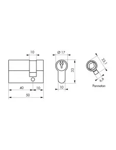 Demi-cylindre 40 x 10 mm 3 clés laiton 2