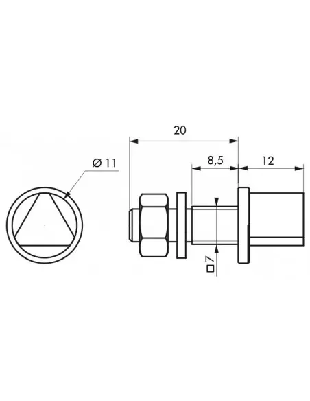 Adaptateur triangle 11 mm pour fouillot carré 7 mm