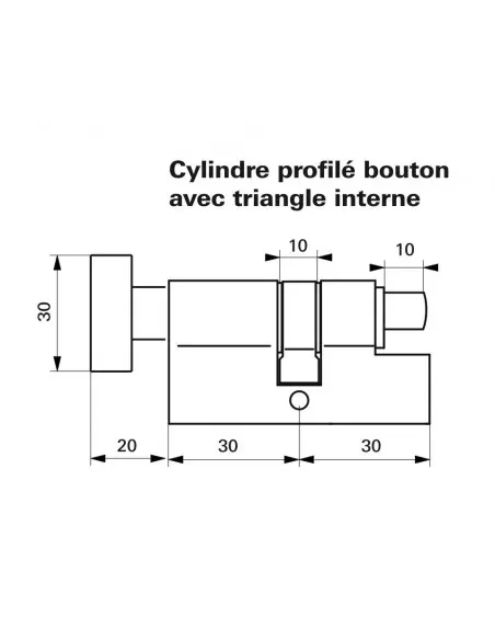 Cylindre profile bouton hg 30x30 3 clés triangle 11 laiton