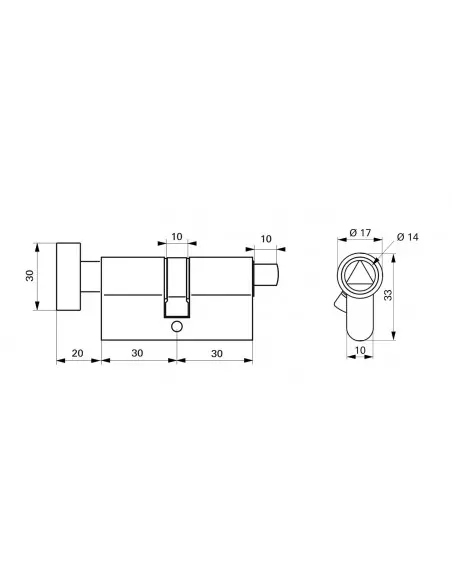 Cylindre profile hg 30btx30 triangle externe 14 laiton