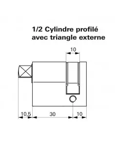 Cylindre profile hg 30x10 triangle externe 11 laiton 2