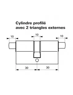 Cylindre profile hg 30x30 - 2 triangles externes 11 laiton 2