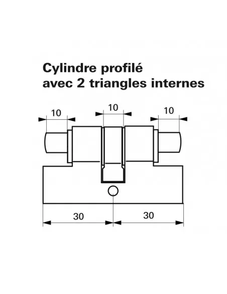 Cylindre profile hg 30x30 - 2 triangles internes 11 laiton