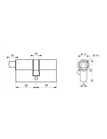 Cylindre profile hg 30x30 triangle externe 14 3 clés laiton