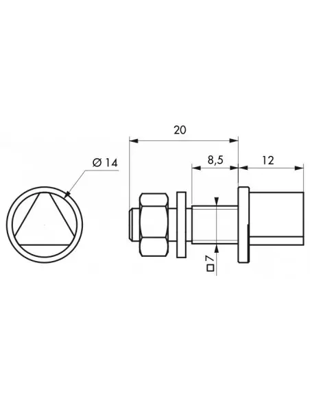 Adaptateur triangle 14 mm pour fouillot carré 7 mm