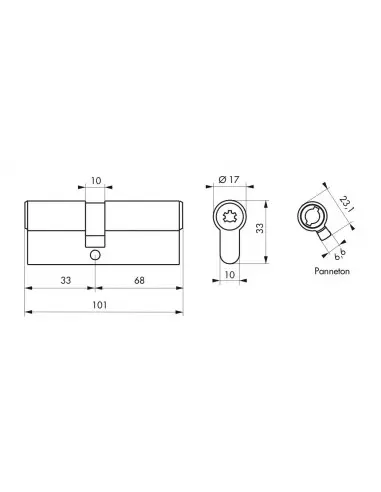 Cylindre cobra 2 + 33 x 68 mm Cylindre cobra 2 + 33 x 68 mm