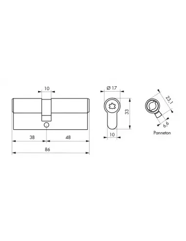 Cylindre cobra 2 + 38 x 48 mm Cylindre cobra 2 + 38 x 48 mm
