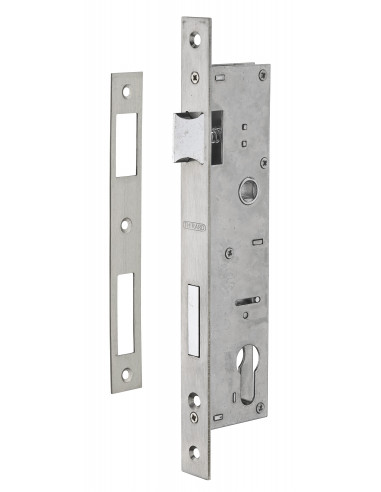 Boitier de serrure encastrable à cylindre pour menuiserie métallique, axe 30mm, L45, bouts carrés, inox - THIRARD Boitier de serrure encastrable à cylindre pour menuiserie métallique, axe 30mm, L45, bouts carrés, inox - THIRARD