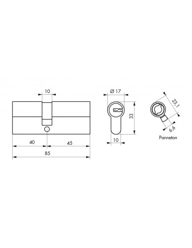 Cylindre de serrure double entrée Trafic 6, 40x45mm, nickel, anti-arrachement, anti-perçage, 5 clés - THIRARD Cylindre de serrure double entrée Trafic 6, 40x45mm, nickel, anti-arrachement, anti-perçage, 5 clés - THIRARD
