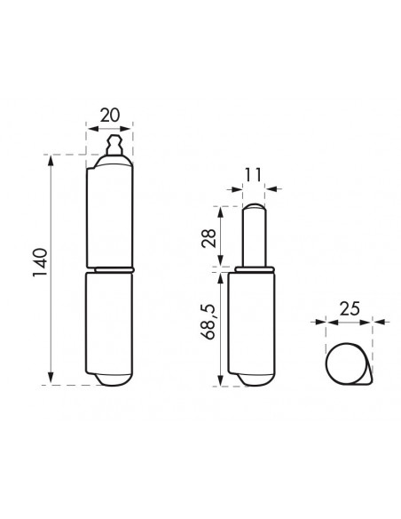 PAUMELLE A SOUDER H.140MM AVEC GRAISSEUR