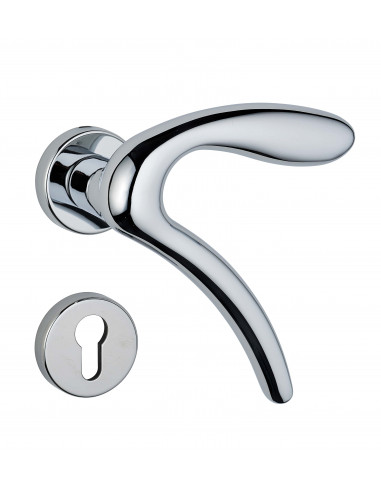 Paire de béquilles Leonardo pour porte, carré 7mm, chromé poli - THIRARD Paire de béquilles Leonardo pour porte, carré 7mm, chromé poli - THIRARD