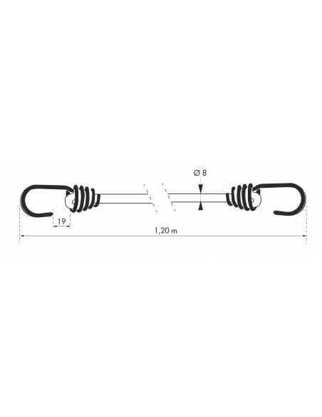 Lot de 2 tendeurs en caoutchouc à crochets, 8mmx1.2m, orange - THIRARD