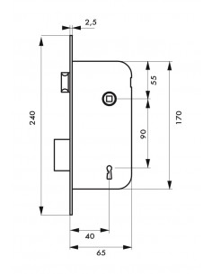 MORTISE LOCK 40X90 2KEYS NICK 2