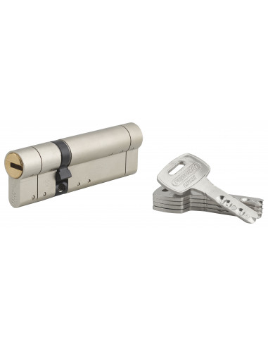 Cylindre de serrure double entrée Federal S, 30x65mm, nickel, anti-arrachement, anti-perçage, 5 clés - THIRARD Cylindre de serrure double entrée Federal S, 30x65mm, nickel, anti-arrachement, anti-perçage, 5 clés - THIRARD