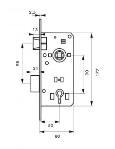 MORTISE LOCK 50X90 2 KEYS NICK 2