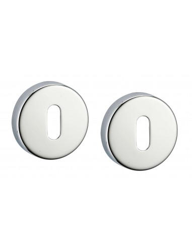 Paire de rosaces rondes, trou de clé, chromé poli - THIRARD Paire de rosaces rondes, trou de clé, chromé poli - THIRARD