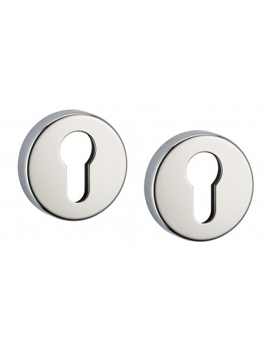 Paire de rosaces rondes, trou de cylindre, chromé poli - THIRARD Paire de rosaces rondes, trou de cylindre, chromé poli - THIRARD